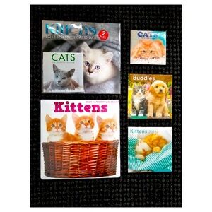 Kittens, Cats, Animals 6 Piece Lot of Animal Theme Wall Calendars 2022-2024